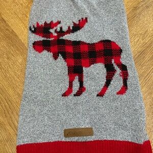 Eddie Bauer Gray and Red Dog Sweater